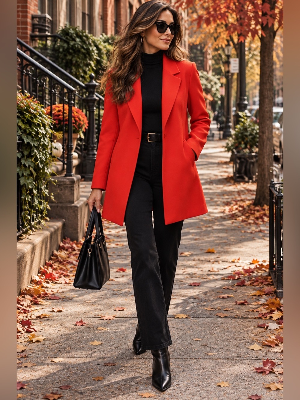 Carolina Belle Orange Red Blazer Jacket Tailored Long Sleeve Montreal M